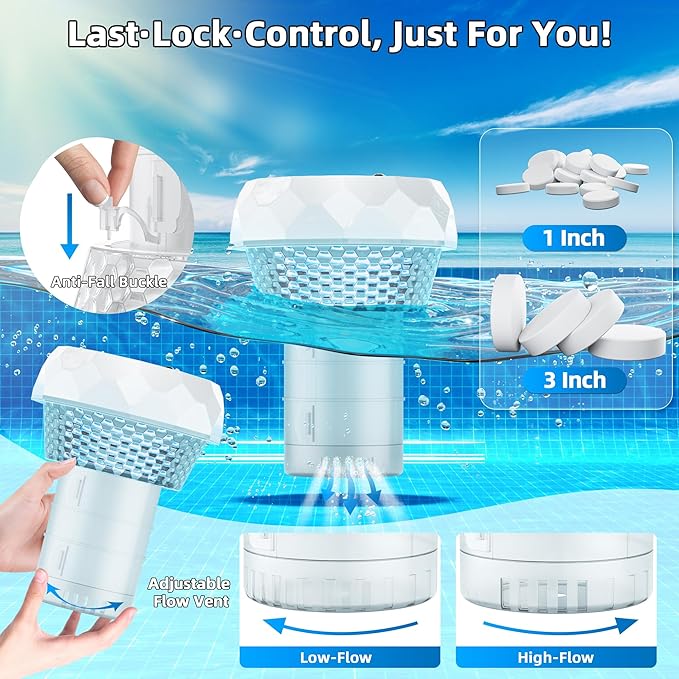 GORDNWE Solar Pool Chlorine Floater with Thermometer: Floating Chlorine Dispenser for Pool Remote-Control Pool Light Waterproof for Outdoor Swimming Above Ground Pool Hot Tub Spa Party