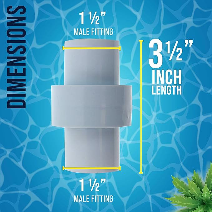 U.S. Pool Supply Hose Connector Adapter, 1.5" Male to Male Fitting, Pack of 2 - Connects Female Cuff Vacuum Hoses, Leaf Canister Conversion Joiner - Replacement, Compatible with Hayward AXV092 Adapter