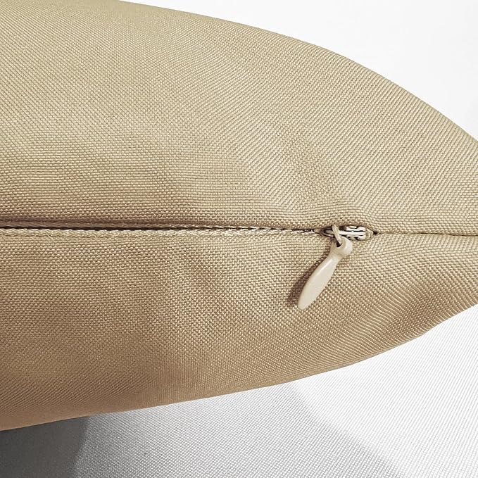 VAKADO Outdoor Waterproof Throw Pillow Covers 20X20 Set of 2 Decorative Taupe Patio Furniture Cushion Cases Outside Decor for Couch Garden Bench Porch