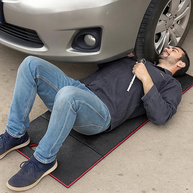 Ptwola Foldable EVA Mat with Carrying Handle, 2.5cm Thick Foam Cushion Kneeling Pad High Density Water Resistant Anti Slip Knee Mat for Workout Exercise Mechanic Garages Picnics Gardening Camping Gym