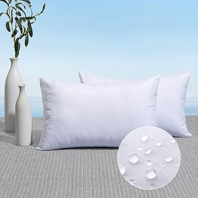 MIULEE Pack of 2 16x24 Outdoor Pillow Inserts, Outdoor Throw Pillows Water-Resistant Decorative Premium Rectangle Pillow Stuffer Sham for Porch Swing Couch Sofa Cushion Patio Furniture