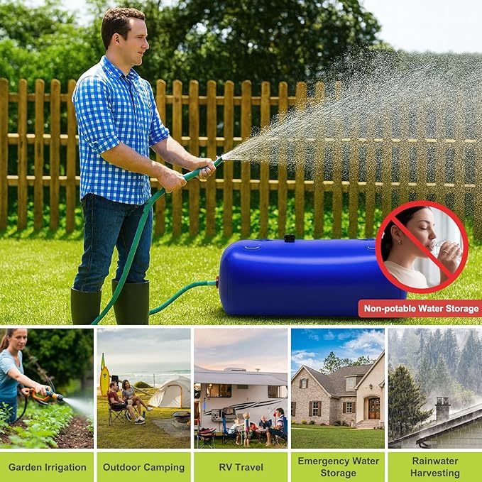 100 Gallon Water Bladder, 1000D PVC Foldable Portable Water Tank, Blue Large Capacity Water Bag Container for Camping, Garden, Agricultural Irrigation, Drought Resistance, Emergency Supply