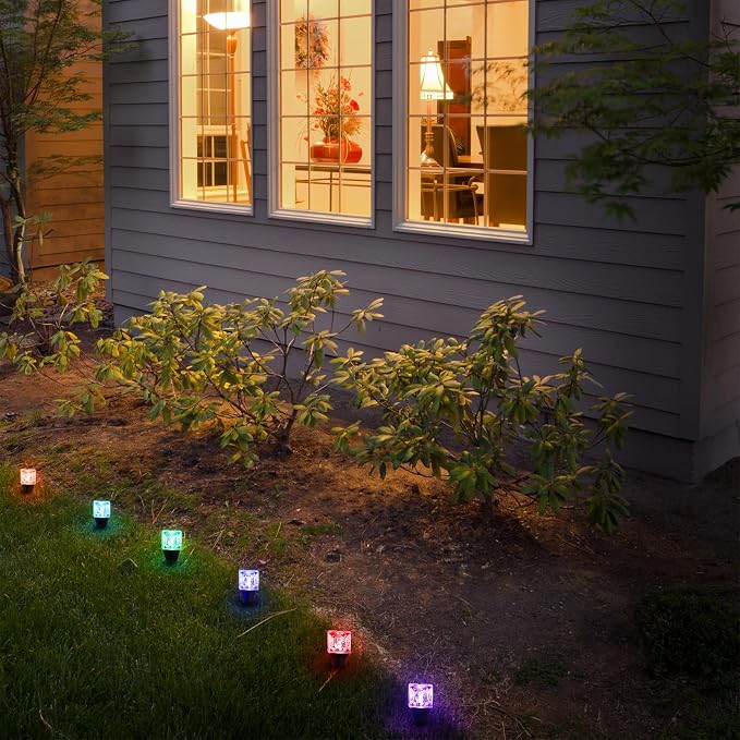 28FT Solar Ice Block String Lights, 20LED Outdoor Waterproof String Lights with 8 Lighting Modes, Garden Patio Wedding Camping Christmas Party Decorations （Colorful）