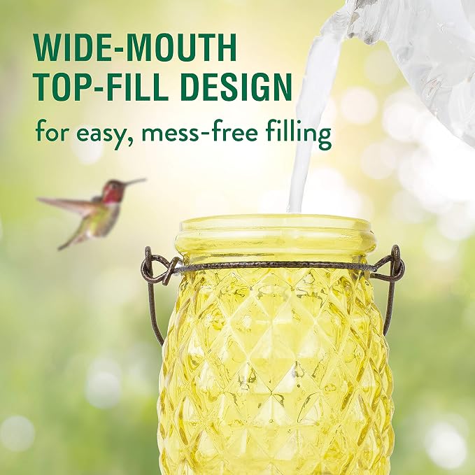 Perky-Pet Pineapple Top-Fill Glass Hummingbird Feeder - 28 oz Nectar Capacity - 9110-2 - Trendy Bird Feeder Outdoors - Feed Humming Birds - Outdoor Decor - Easy to Fill and Clean - 2 Pack