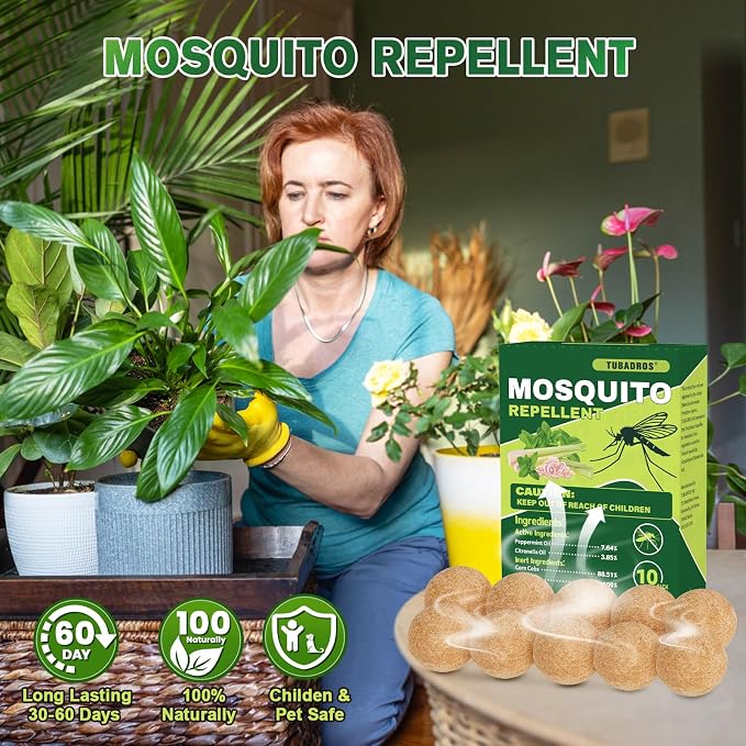 Mosquito Repellent Outdoor, Natural Peppermint Oil to Repel Mosquito, Mosquito Repellent for Indoor Use, for Yard, Garden, Long Lasting Keep Mosquito Away for Camping, Travel, Hiking, Fishing-10Pack