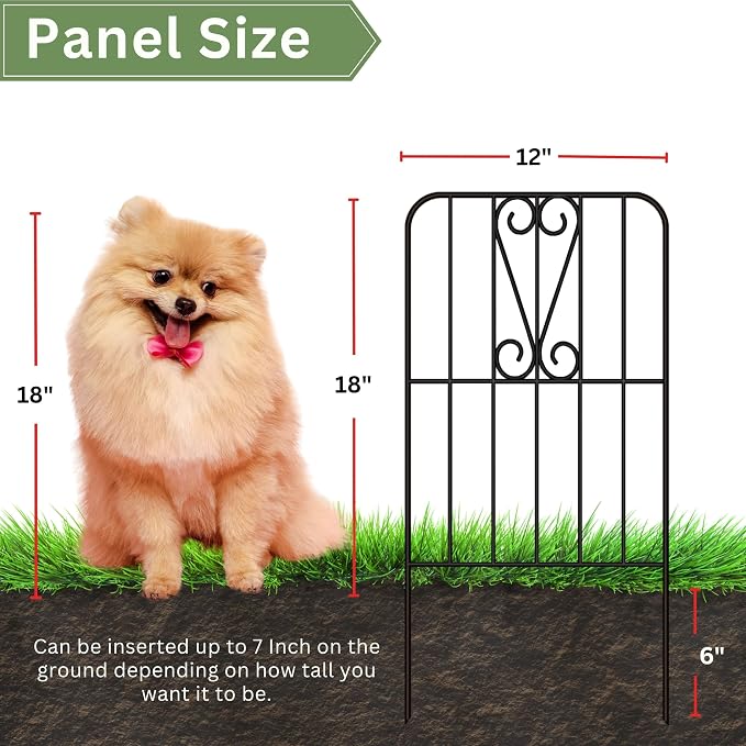 ShopLaLa Decorative Garden Fence Animal Barrier (10 Panels) 12in(L) x 24in(H) Rustproof Metal Wire Flower Bed Edging for Landscape with Swan Up Down Design, Border Panels Fencing Yard Patio Outdoor