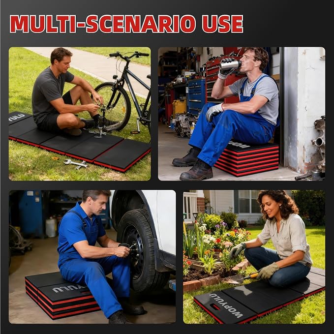 1.2" Thick Mechanic Mat for Working Under Car, 5 Fold Kneeling Pad for Work, Waterproof EVA Utility Mats Mechanic Floor Mat for Garage, Gardening, Camping, Home Gym, Knees Protection