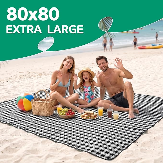 Waterproof Beach Blanket Picnic Camping Mat Extra Large Portable Umbrella Wagon Folding Pop Tent Sun Shelter Shade Canopy Ball Cart Anchor Fan Mesh Rubber Bag Tote Toallas Manta de Playa