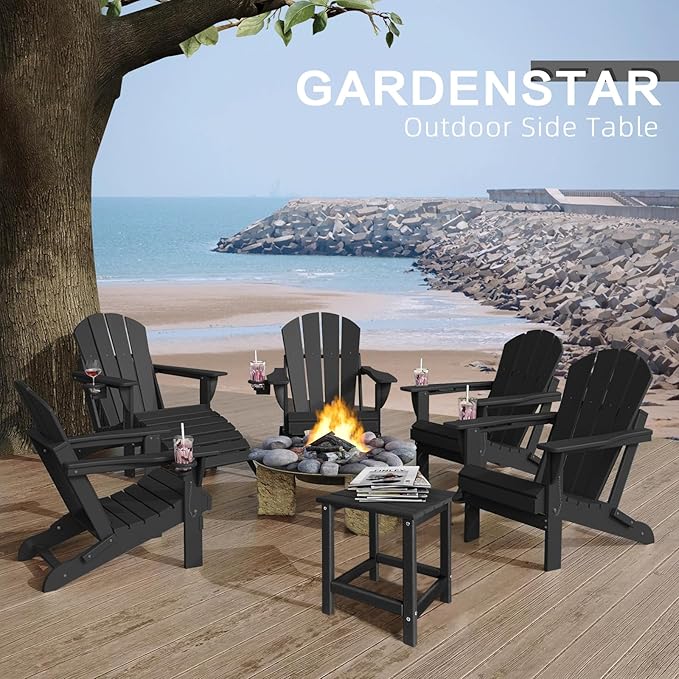 GARDENSTAR Outdoor Side Tables Adirondack, HDPE Small Table for Patio,Outside End Table for Porch, Deck, Pool, Weather Resistant/Easy Maintenance