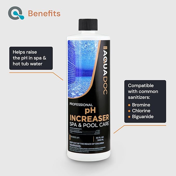 AquaDoc Spa Alkalinity Increaser and pH Increaser for Hot Tub Bundle - Includes 32oz pH Up and 32oz Alkalinity Up for Hot Tub - Spa Chemicals to Help Balance Water - Made in USA