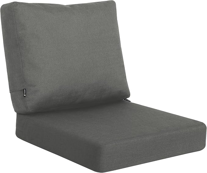 Favoyard Deep Seat Patio Cushions 24 × 24 inch Rainproof & Fadeness Furniture Cushion Set for Outdoor Chair Couch with Polyester-Linen Fabric & Removable Cover, Hidden Zipper and Adjustment Straps