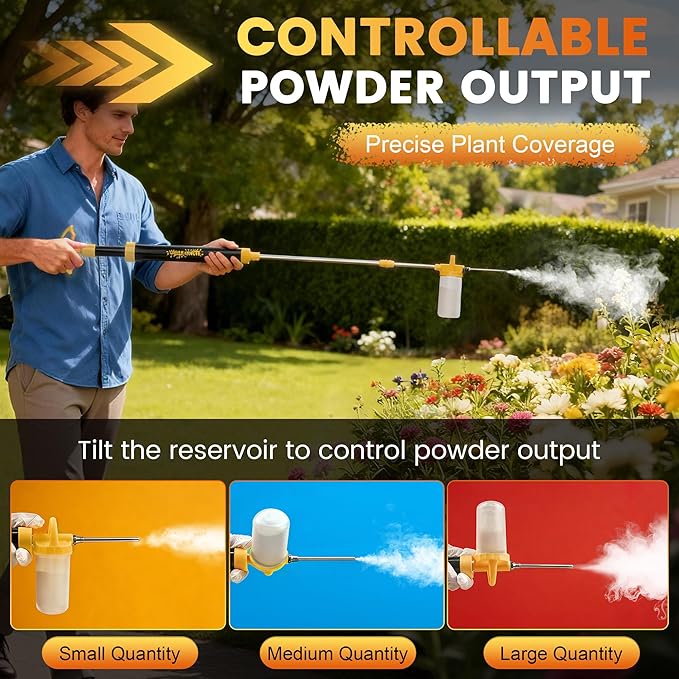 Diatomaceous Earth Powder Duster, Powder Sprayer with Adjustable Length 4FT, Multi-Purpose Application for Indoor Outdoor Garden (Yellow)