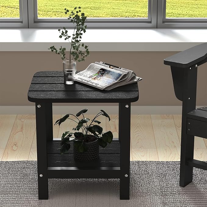SERWALL Double Adirondack Side Set of 6, Table Rectangular End Table, Black