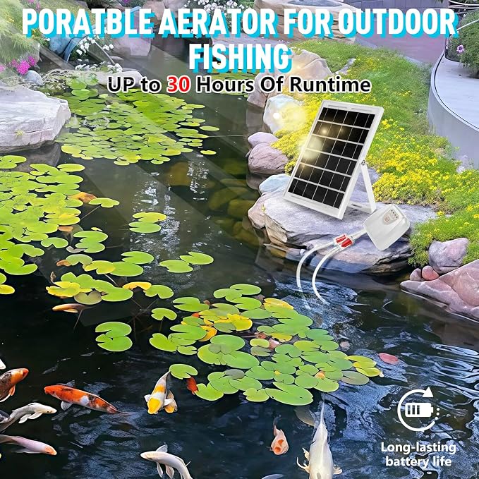 Solar Powered Aquarium Air Pump, Quiet Powerful Fish Tank Air Pump