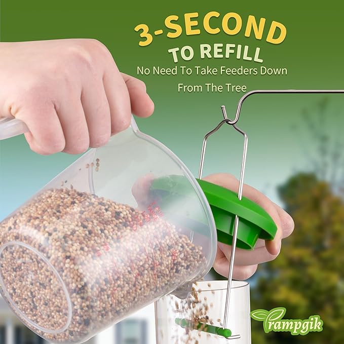 Bird Feeders for Outdoors Seed Catcher,6 Port Wild Bird Feeders with Tray,Bird Feeders for Outside Hanging for Cardinal 13 Inch,Lawn Green,Pack of 1