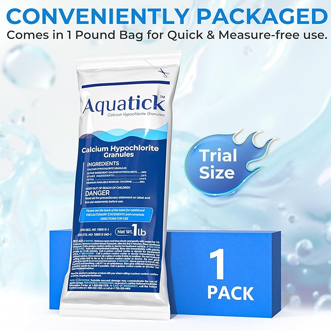 1 Pack Pro-Grade Chlorine Pool Shock, 68% Cal-Hypo Granular Sanitizer, Prevents Bacteria & Algae, Restores Crystal Clear Water - Shock Treatment, Swimming Pool Chemical - 1lb