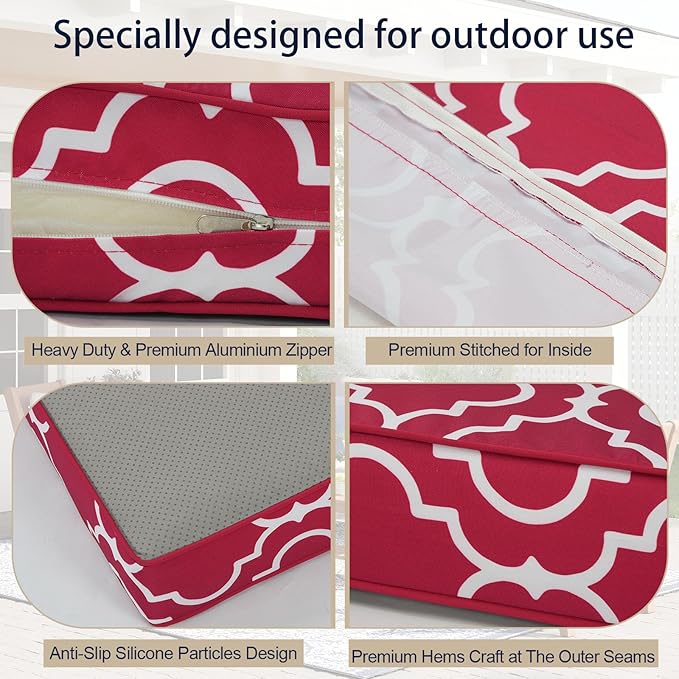 Outdoor Cushion Covers for Patio Furniture, Patio Cushion Covers Replacement with Zipper, Waterproof & Fade Resistant,Only Cover (Geometric Pattern 1, 25.6Lx25.6Wx4H - Only Covers)