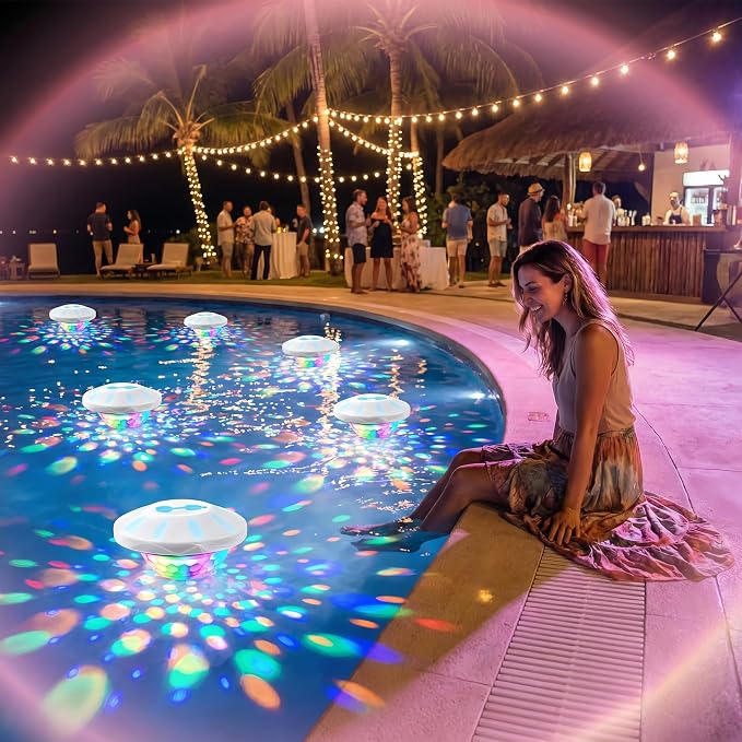 Godferyxin Floating Pool Lights for Night Party, 2 Pack 4000mAh– Color-Changing LED Pool Floats, Waterproof Lanterns for Swimming Pool, Pond, or Backyard Decoration