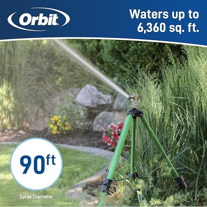 2-Pack Orbit 1/2 -inch Heavy-Duty Brass Impact Sprinkler on Adjustable 22-48-inch Metal Tripod Base