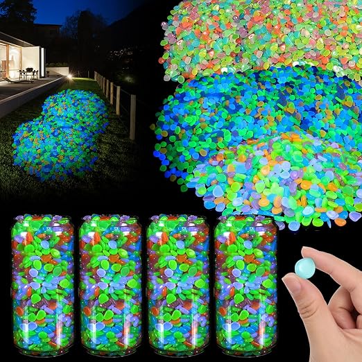 Sasylvia 12000 Pcs Glow in the Dark Rocks Glow in the Dark Stones Glowing Rocks for Garden Outdoor Glowing Fish Tank Pebbles Luminous Stone for Outdoor Yard Patio Aquarium Landscaping (Colorful)