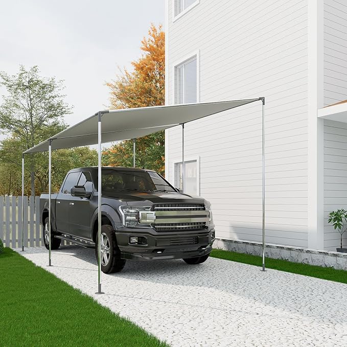 6 Leg Carport Kits，Slant Roof Canopy Fitting Kit with 1-3/8" ID, Galvanized Steel Carport Connectors, shed Frame kit DIY Project