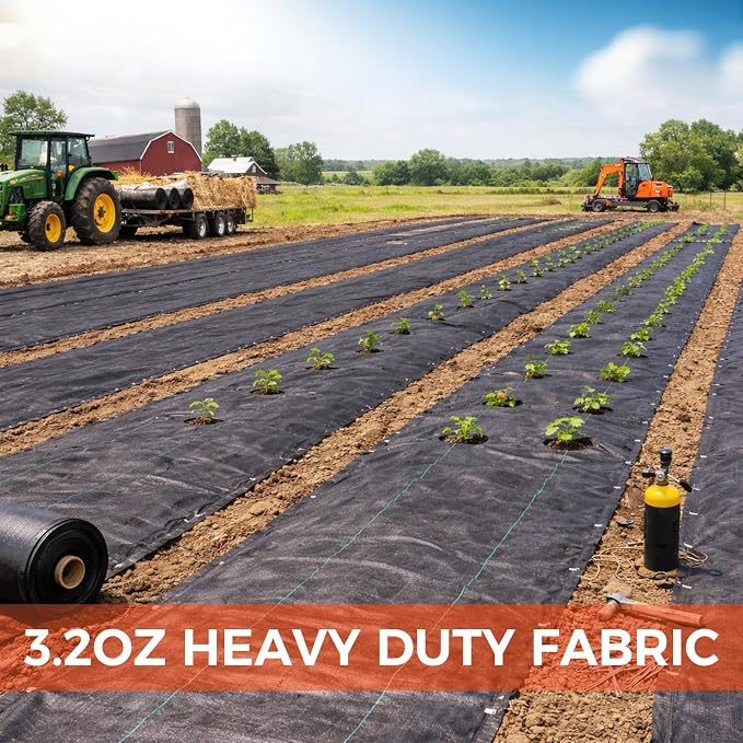 Heavy Duty Weed Barrier Fabric 4FT x 300FT, 3.2OZ Woven Landscape Fabric, High Permeability Weed Control Garden Cloth, Geotextile Fabric Under Gravel for Driveway, Garden & Landscaping