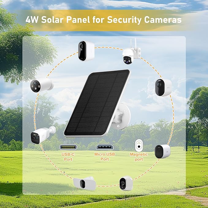 Solar Panel Charger for Arlo Essential Series,Go 2,Pro 6XL/6/5S/3,Ultra Series,Wireless Floodlights Camera,Solar Panel with Battery for Arlo Camera,9.8ft Cable,Adjustable Mount,Weatherproof