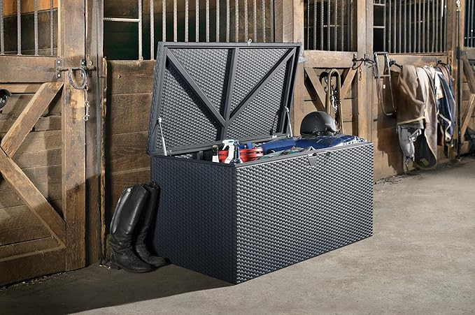 Arrow 4' x 2' x 2' Spacemaker Anthracite 134 Gallon Hot-Dipped Galvanized Steel Storage Deck Box