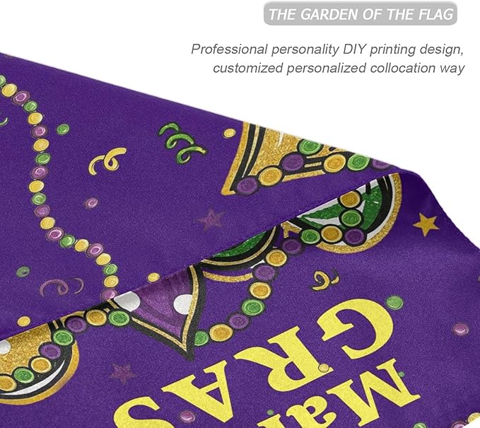 Mardi Gras Purple House Flag 28x40 Inch Double Sided Outside Fleur de Lis Welcome New Orleans Carnival Yard Outdoor Flag Banner for Garden Lawn Patio Holiday Decorations