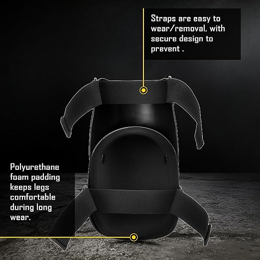 COOLJOB Heavy Duty Knee Pads with Anti-slip Strong Double Straps, Safety Work Knee Pads with Foam Padding for Men Women, Ideal for Gardening Construction Home Improvement, 1 Pair, Black/Yellow