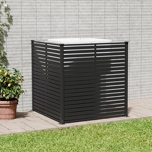 Air Conditioner Fence Panels, 47" W X 48" H Pool Equipment Enclosure, No-Dig Outdoor Privacy Screen, Trash Can Enclosure, Decorative Garden Fences for Patio Lawn, Black