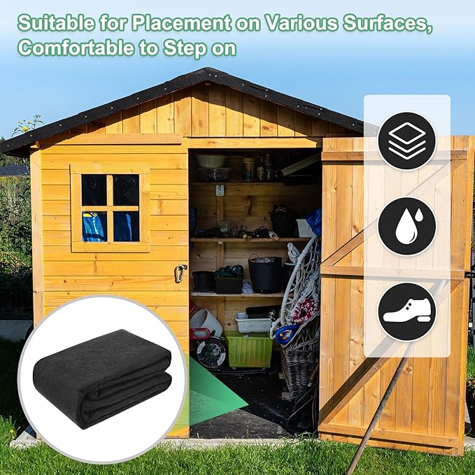 M METERXITY Outdoor Storage Shed Mat, 10x10 FT Waterproof Small Shed Flooring Mat for Patio Furniture Floor Protecting from Wear/Liquid/Dust/Oil, Non-Slip Carport Pad [Grey]