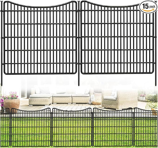 ULIOK 15 Panels Dog Fence Outdoor for Yard, 32 in(H) X 37.9 ft(W) Garden Fence Animal Barrier, No Dig Garden Fencing Outdoor, Dogs Rabbits Blocker Metal Wire Decorative Fences for Yard, Patio