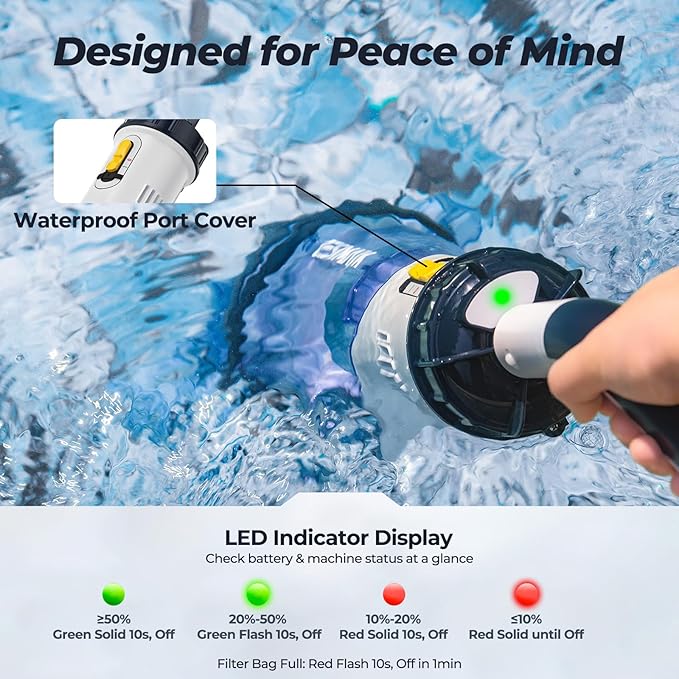 Handheld Pool Vacuum, JESIMAIK Rechargeable Pool Vacuum Cleaner with 18.5 GPM, 60 Min Runtime, Telescopic Pole, Ideal Cordless Pool Vacuum for Above Ground Pools, Inground Pool, Spas, Hot Tubs