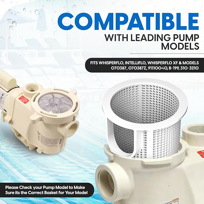 Replacement 070387 Pump Basket for Whisperflo - Intelliflo Pool Pumps - Heavy-Duty Strainer Basket Compatible with 070387Z, B-199, 91110040, 310-3210 - Pool Filter Basket with 1-Year Warranty