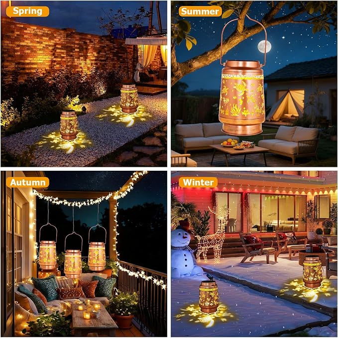 Turtle Gifts for Women Mom, Sea Turtle Solar Lantern Outdoor, Metal Hanging Garden Decor Light for Patio Yard Porch, Waterproof Solar Light Auto On/Off