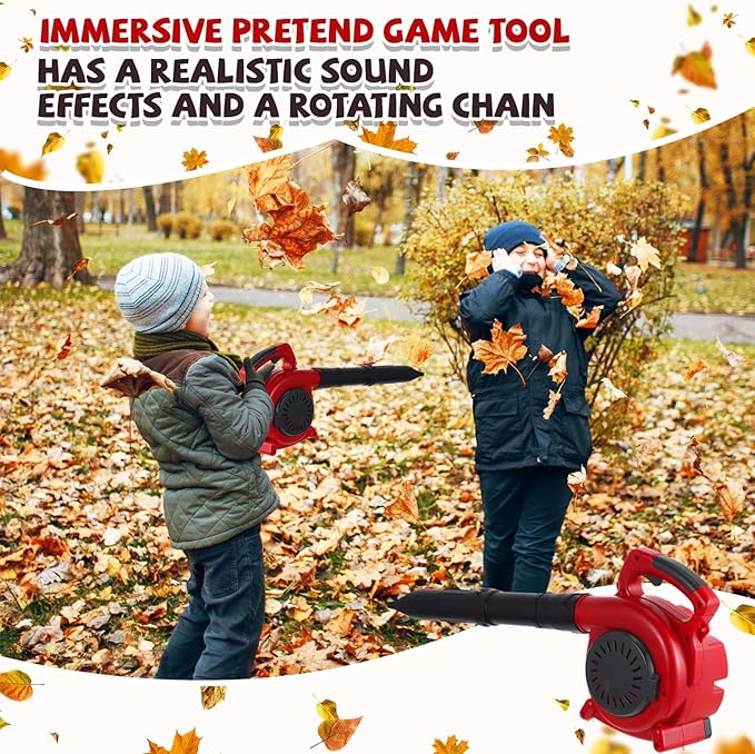 Arrowbash 4 Pcs Toy Gardening Tool Set for Kids Toy Leaf Blower Chainsaw Weed Trimmer Hedge Trimmer Battery Play Set Christmas Birthday Party Gift for Boys Girls