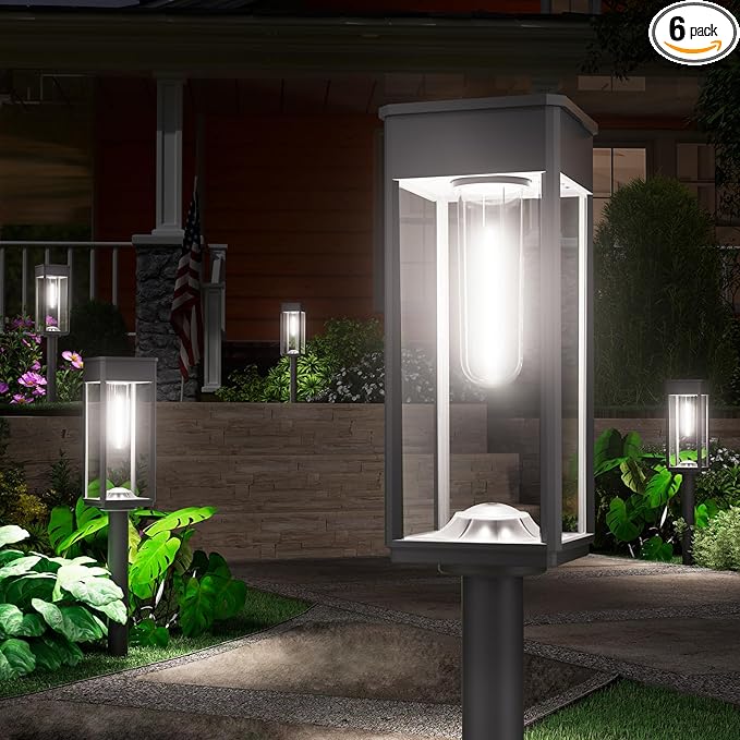 NEWMESSI Solar Pathway Lights Outdoor, 6 Pack Solar Garden Lights Waterproof Bright LED Path Lights Solar Powered for Outside Yard Patio Lawn Walkway Driveway Decor Landscape Lighting (Cool White)