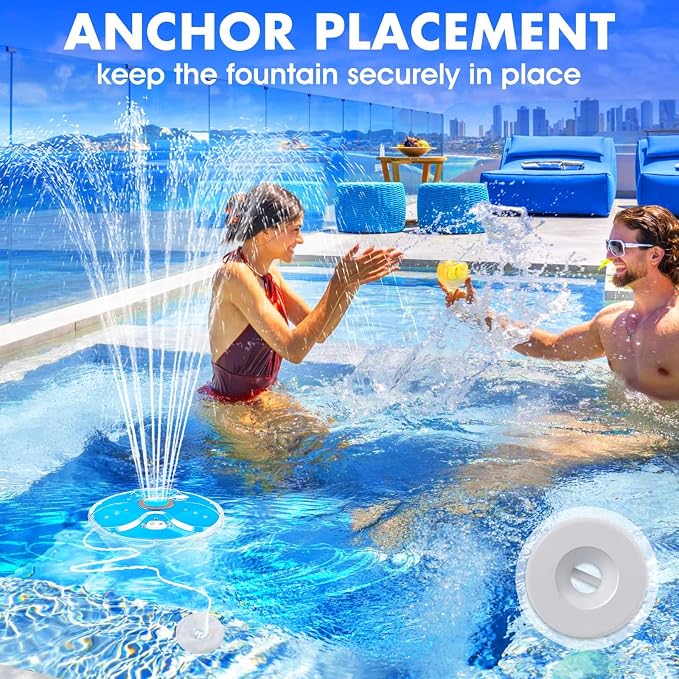 Upgraded Pool Fountain with Remote,2026 Floating Pool Fountain with Lights,Above Ground Pool Water Fountains Pump with Anchor,Swimming Pool Fountains for Inground Pool-1PC (Orange)