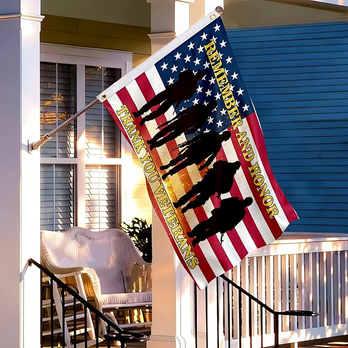 Veteran Flag 3x5 Ft - Double Sided Patriotic American Flag with Brass Grommets, Veterans Day Memorial Day 4th of July Outdoor Yard Garden Decorations for Outside