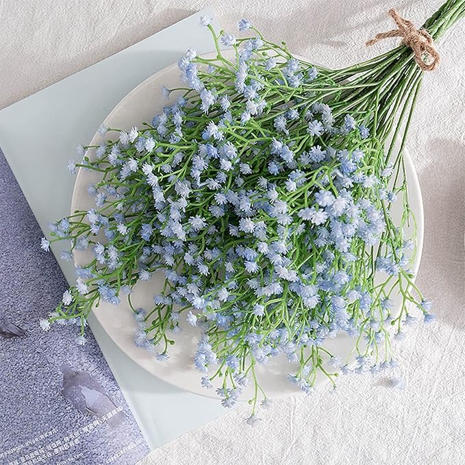 Yastouay Babys Breath Artificial Flowers, 12Pcs Fake Babys Breath Flowers Artificial Bulk, Real Touch Faux Babies Breath Gypsophila Bouquet for Wedding Centerpiece Floral Arrangement Party Decor
