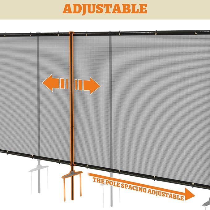 Privacy Fence Screen 5'x56' Outdoor Fencing Sets with Iron Poles Ground Spikes Dog Metal Frame Privacy Shade Cover for Garden Backyard Patio Yard Barrier Boarder Divider, Light Gray