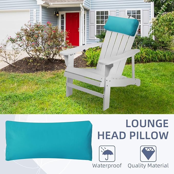 Chaise Lounge Head Pillow, 2 Pack Outdoor Lounge Chair Pillows with Adjustable Strap Longue Head Pillow Headrest Pillows for Patio Backyard Beach Pool Garden Recliner(Light Blue)