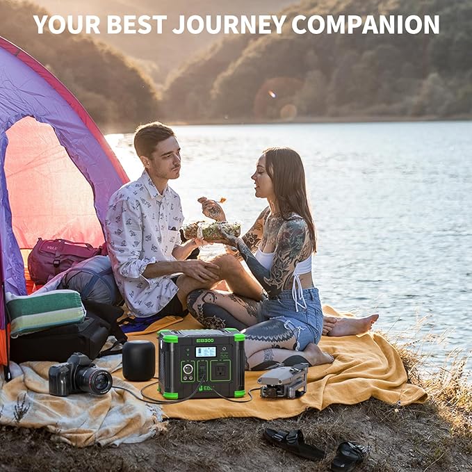 EBL Portable Power Station, 330W 288.6Wh Solar Generator 60W USB-C PD, 5W Wireless Charger, SOS Emergency Light, Multi-Port Power Supply for Outdoor Camping, Home Blackout, RV Travel