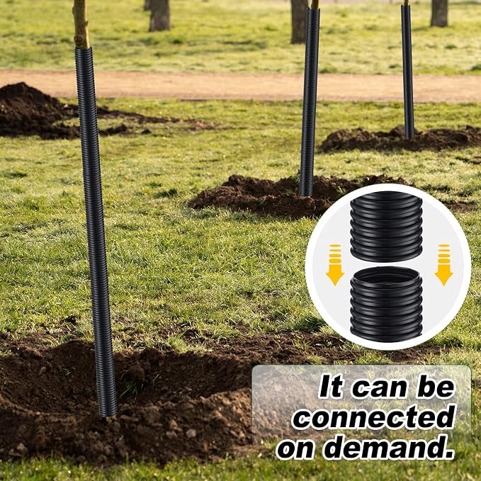 Nuenen 12 Pcs Corrugated Tree Guards, Long 15.75 Inch Diameter 1.96 Inch Pp Tree Trunk Protectors, Tree Bark Protector Tube Wraps for Saplings Plants Seedlings Deer Rabbit Cats Rodents Mowers (Black)