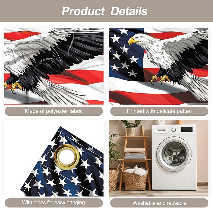 7 * 16FT Eagle USA Flag 4 of July Garage Door Cover Decorations Independence Day Garage Door Banner for Outdoor Indoor Patriot Party Photography Backdrop