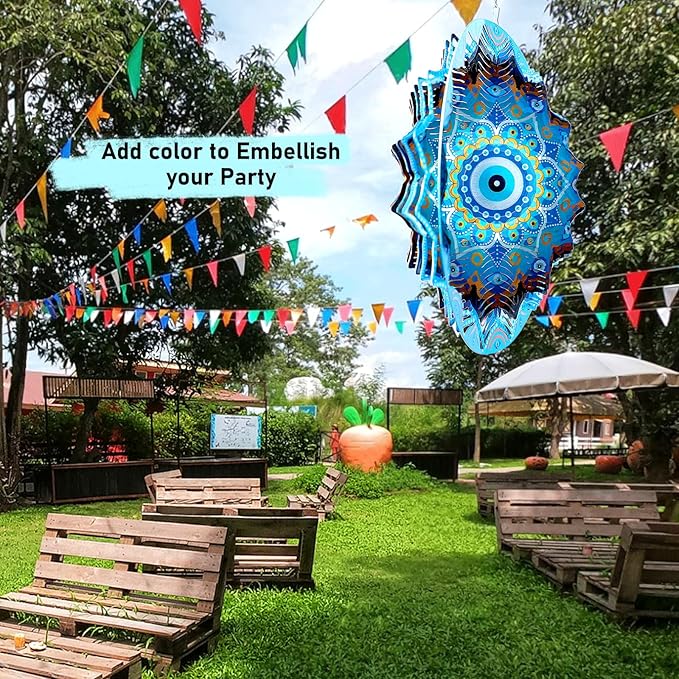 Aoedelyart Wind Spinners Outdoor Mandala Peacock Evil Eye‌,12In Stainless Steel Wind Spinner Hanging Garden Decor,Garden Gifts for Women,Men,Mother,Father,Wind Sculptures 3D Kinetic Yard Art Ornament