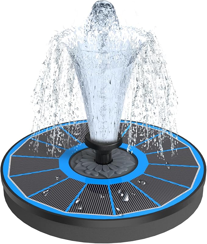 Yzert Solar Fountain for Bird Bath Direct Sunlight High Efficiency 3.5W Glass Panel Solar Water Fountain Outdoor Garden Flower (Blue)