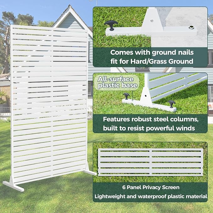 Privacy Fence Screen Outdoor Freestanding Privacy Panel, 72" H×47" W HDPE Decorative Panels with Stand, Room/Garden Divider, Outdoor Privacy Screen for Patio,Deck, Balcony, Pool