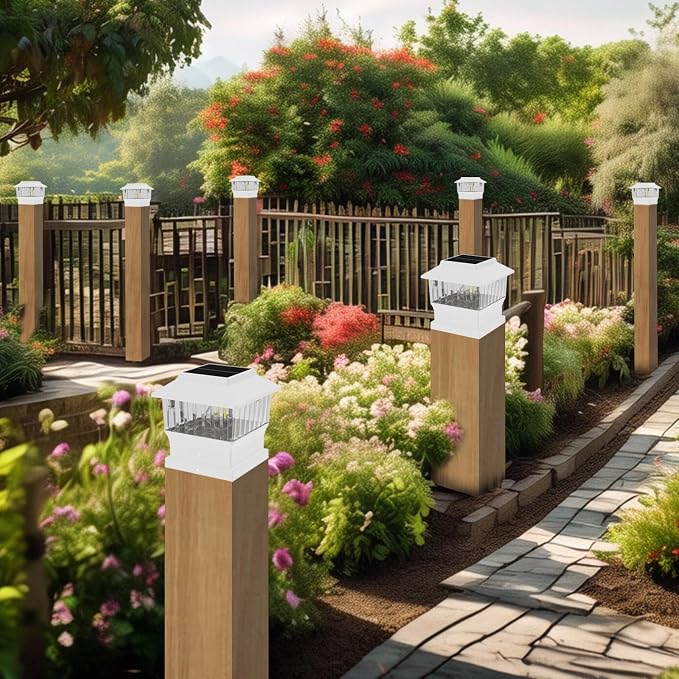 Single Solar Post Cap Light - Modern #2: Fits True 4x4 Vinyl & 5x5 Wood Posts, 3 Color Temp, 50 Lumen, Waterproof Outdoor Lights for Deck Fence, Elegant White